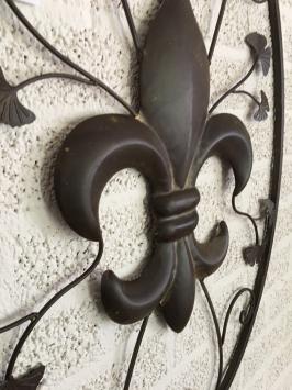 Metalen wandornament - Franse lelie - bruin - rustiek
